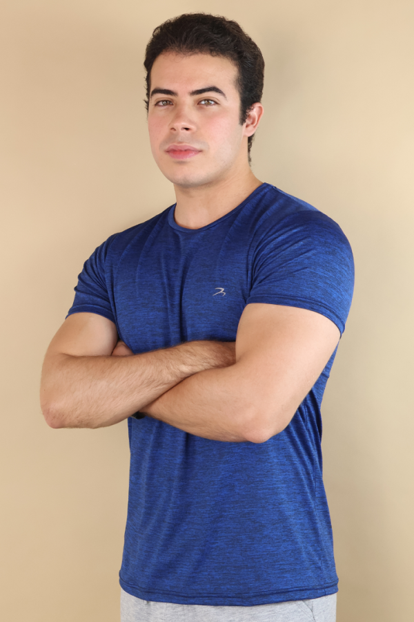 Playera Deportiva Hombre Running Gym Azul Rey Manga Corta